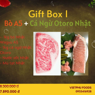 GIFT BOX 1 - BÒ WAGYU NHẬT VÀ BỤNG CÁ NGỪ OTORO NHẬT