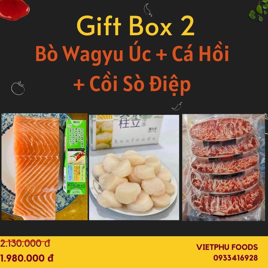 Gift Box 2 - Cá hồi, Cồi sò điệp, Bò Hokubee